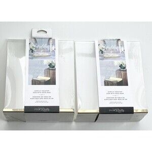 Acrylic Sign Holder 8.5x11 Clear Vertical Gold Stand 2-Pack Display Frame